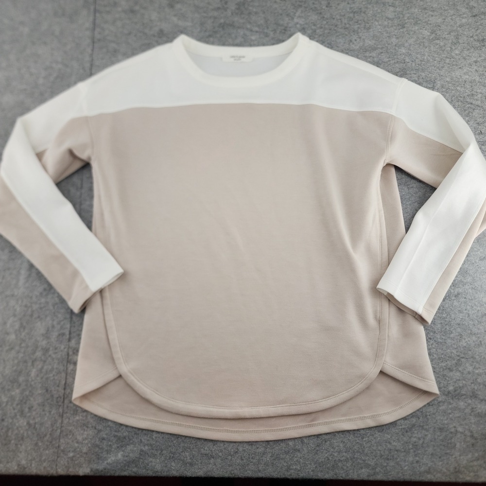 Cable & Gauge Studio Medium | Beige White Colorblock Modal Blend Pullover Women